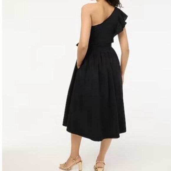J Crew Factory One-shoulder midi dress in Black size 8P NWT CA431 - Picture 2 of 10